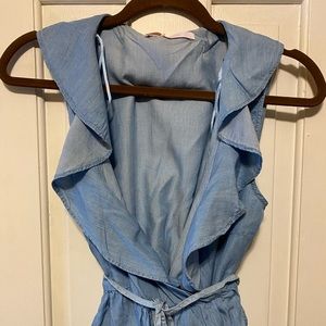 Light Denim Short Wraparound Top